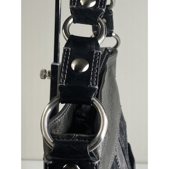 Coach Zoe Patchwork Silver Animal Print Black Gray Purse Suede Model f0873-12901 - Picture 10 of 16